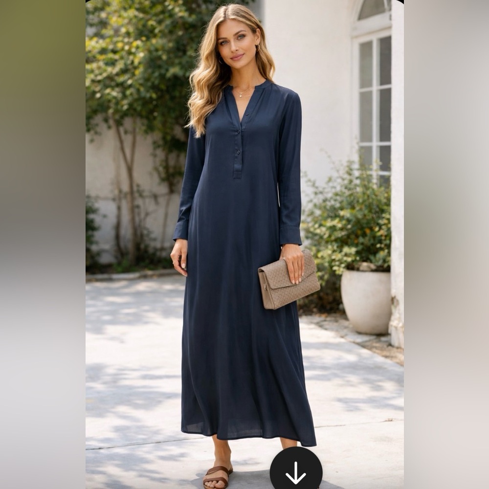 Vince navy blue 100% silk maxi dress